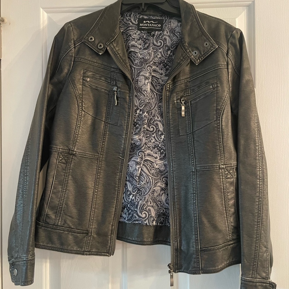 Montanaco Charcoal Faux Leather Jacket